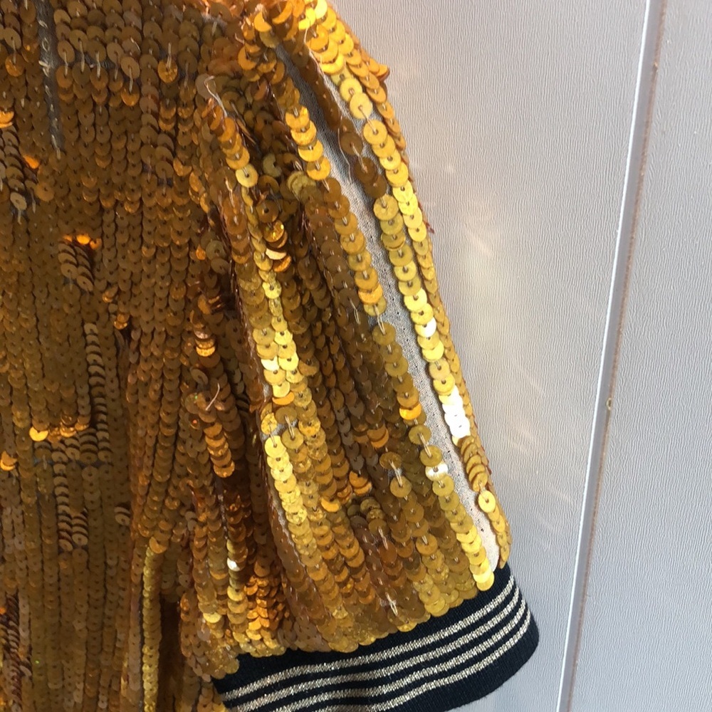 D&G Gold Sequin Bomber Jacket fun sparkly fully lined S - Picture 9 of 15